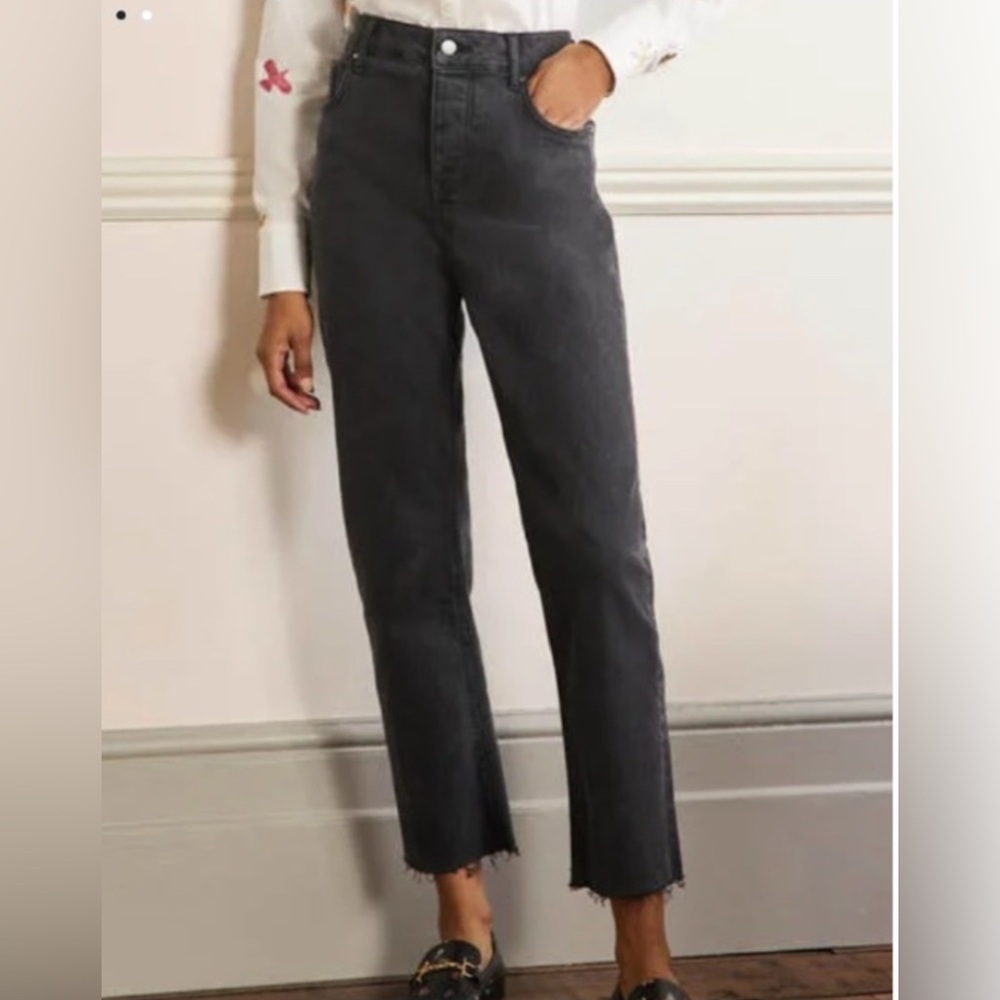 Boden Relaxed Straight Jeans high rise denim sz 6 ankle raw hem